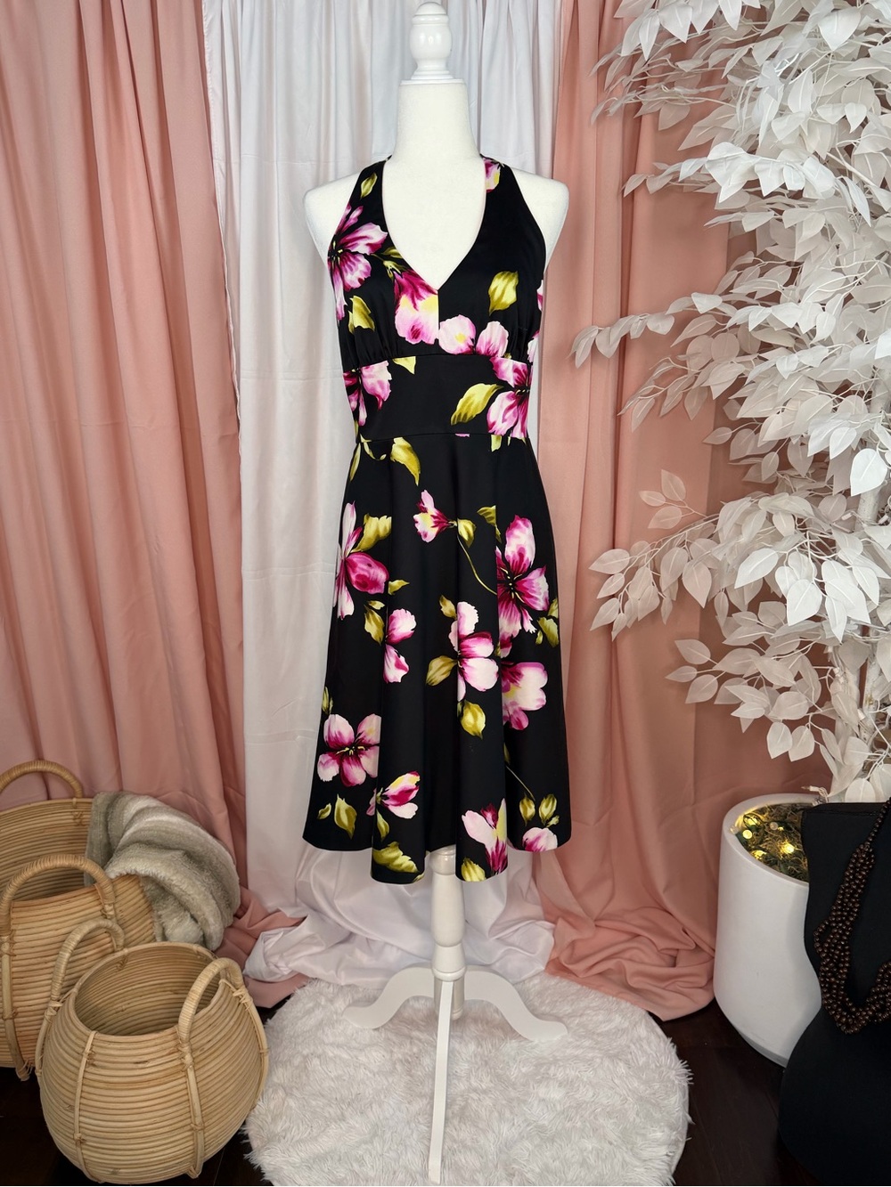 Donna Ricco New York Floral Halter Midi Dress – Size 8